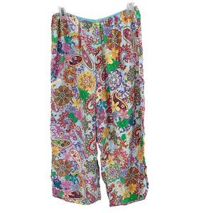 Sleep Sense Modern Fit Multicolor Paisley Silk Pajama Lounge Pants - Size Medium